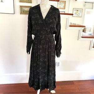 BIMBA Y LOLA Black Dress Eyes & Mouth Print Belted Small